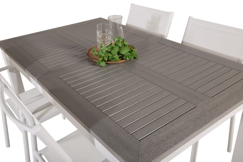 Matgrupp Utomhus Albany 150-210 cm Rektangulär med 4 Santorini Utestolar - Grå - Utemöbler & utemiljö - Utegrupp - Matgrupp utomhus