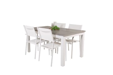 Matgrupp Utomhus Albany 150-210 cm Rektangulär med 4 Santorini Utestolar - Grå - Utemöbler & utemiljö - Utegrupp - Matgrupp utomhus