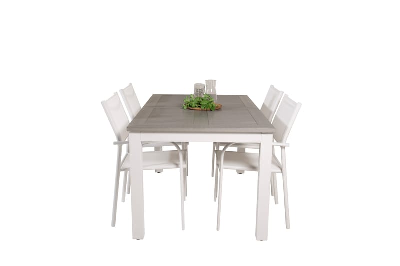 Matgrupp Utomhus Albany 150-210 cm Rektangulär med 4 Santorini Utestolar - Grå - Utemöbler & utemiljö - Utegrupp - Matgrupp utomhus