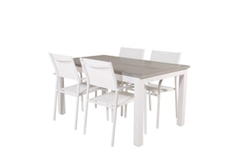 Matgrupp Utomhus Albany 150-210 cm Rektangulär med 4 Santorini Utestolar - Grå - Utemöbler & utemiljö - Utegrupp - Matgrupp utomhus