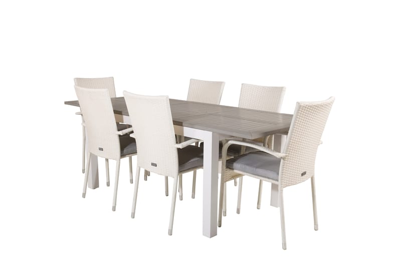 Matgrupp Utomhus Albany 150-210 cm Rektangulär med 6 Anna Utestolar - Grå - Utemöbler & utemiljö - Utegrupp - Matgrupp utomhus