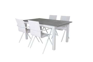 Albany Förlängningsbar Matgrupp 152cm + 4 Alina Stolar Grå/V - Grå/Vit - Utemöbler & utemiljö - Utegrupp - Matgrupp utomhus