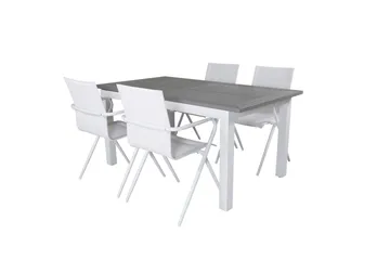 Albany Förlängningsbar Matgrupp 152cm + 4 Alina Stolar Grå/V - Grå/Vit - Utemöbler & utemiljö - Utegrupp - Matgrupp utomhus