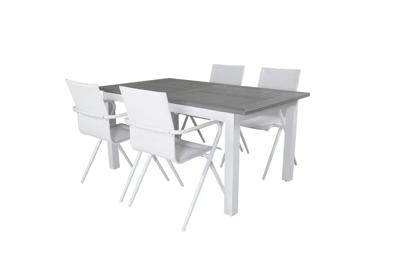 Albany Förlängningsbar Matgrupp 152cm + 4 Alina Stolar Grå/V, Grå/Vit