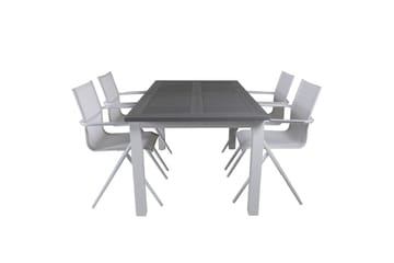 Albany Förlängningsbar Matgrupp 152cm + 4 Alina Stolar Grå/V - Grå/Vit - Utemöbler & utemiljö - Utegrupp - Matgrupp utomhus