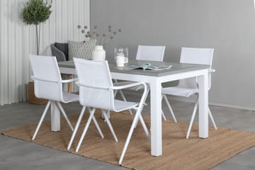 Albany Förlängningsbar Matgrupp 152cm + 4 Alina Stolar Grå/V - Grå/Vit - Utemöbler & utemiljö - Utegrupp - Matgrupp utomhus