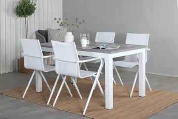 Albany Förlängningsbar Matgrupp 152cm + 4 Alina Stolar Grå/V - Grå/Vit - Utemöbler & utemiljö - Utegrupp - Matgrupp utomhus