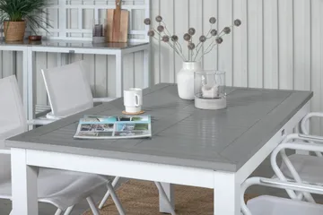 Albany Förlängningsbar Matgrupp 152cm + 4 Alina Stolar Grå/V - Grå/Vit - Utemöbler & utemiljö - Utegrupp - Matgrupp utomhus