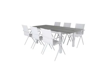 Albany Förlängningsbar Matgrupp 152cm + 6 Alina Stolar Grå/V - Grå/Vit - Utemöbler & utemiljö - Utegrupp - Matgrupp utomhus