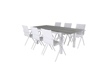 Albany Förlängningsbar Matgrupp 152cm + 6 Alina Stolar Grå/V - Grå/Vit - Utemöbler & utemiljö - Utegrupp - Matgrupp utomhus