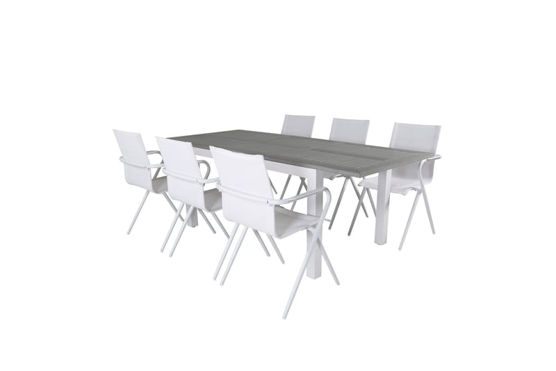 Albany Förlängningsbar Matgrupp 152cm + 6 Alina Stolar Grå/V - Grå/Vit - Utemöbler & utemiljö - Utegrupp - Matgrupp utomhus