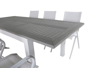 Albany Förlängningsbar Matgrupp 152cm + 6 Alina Stolar Grå/V - Grå/Vit - Utemöbler & utemiljö - Utegrupp - Matgrupp utomhus