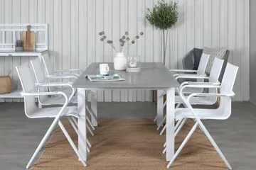 Albany Förlängningsbar Matgrupp 152cm + 6 Alina Stolar Grå/V - Grå/Vit - Utemöbler & utemiljö - Utegrupp - Matgrupp utomhus