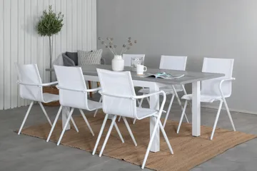 Albany Förlängningsbar Matgrupp 152cm + 6 Alina Stolar Grå/V - Grå/Vit - Utemöbler & utemiljö - Utegrupp - Matgrupp utomhus