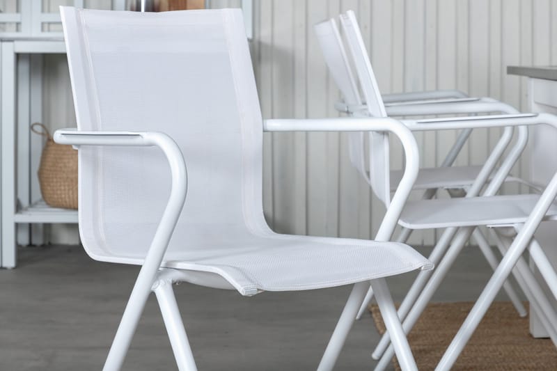 Albany Förlängningsbar Matgrupp 152cm + 6 Alina Stolar Grå/V - Grå/Vit - Utemöbler & utemiljö - Utegrupp - Matgrupp utomhus