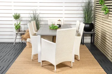 Albany Förlängningsbar Matgrupp Utomhus 152-210 cm + 6 st Malin Matstol - Vit - Utemöbler & utemiljö - Utegrupp - Matgrupp utomhus