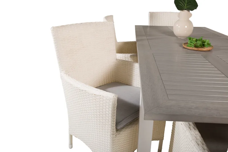 Albany F örlängningsbar Matgrupp Utomhus 152-210 cm + 6 st Malin Matstol - Vit - Utemöbler & utemiljö - Utegrupp - Matgrupp utomhus