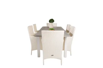 Albany Förlängningsbar Matgrupp Utomhus 152-210 cm + 6 st Malin Matstol - Vit - Utemöbler & utemiljö - Utegrupp - Matgrupp utomhus