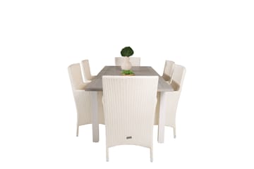 Albany Förlängningsbar Matgrupp Utomhus 152-210 cm + 6 st Malin Matstol - Vit - Utemöbler & utemiljö - Utegrupp - Matgrupp utomhus