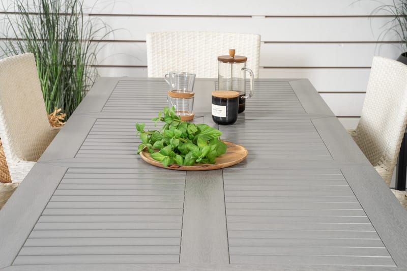 Albany Förlängningsbar Matgrupp Utomhus 152-210 cm + 6 st Malin Matstol - Vit - Utemöbler & utemiljö - Utegrupp - Matgrupp utomhus