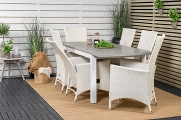 Albany Förl�ängningsbar Matgrupp Utomhus 152-210 cm + 6 st Padova Matstol - Grå - Utemöbler & utemiljö - Utegrupp - Matgrupp utomhus