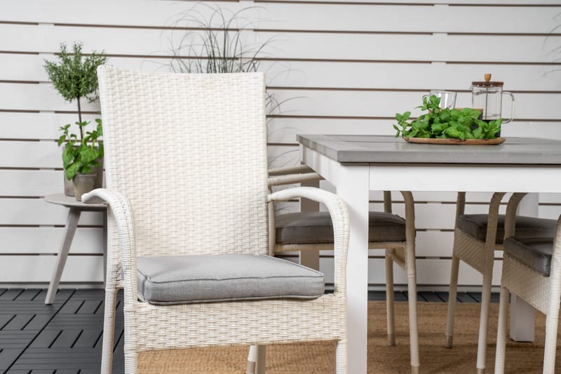 Albany Förlängningsbar Matgrupp Utomhus 152-210cm + 4 Anna Stolar - Grå/Vit - Utemöbler & utemiljö - Utegrupp - Matgrupp utomhus