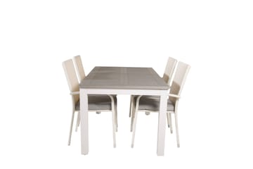 Albany Förlängningsbar Matgrupp Utomhus 152-210cm + 4 Anna Stolar - Grå/Vit - Utemöbler & utemiljö - Utegrupp - Matgrupp utomhus