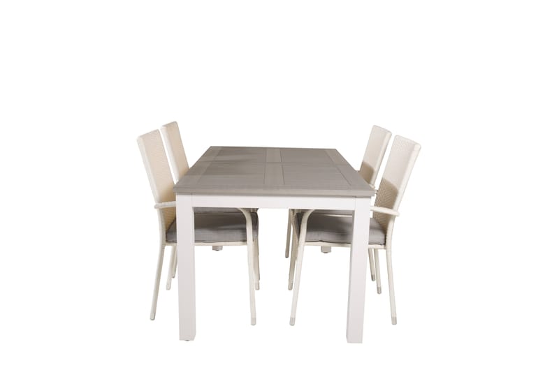 Albany Förlängningsbar Matgrupp Utomhus 152-210cm + 4 Anna Stolar - Grå/Vit - Utemöbler & utemiljö - Utegrupp - Matgrupp utomhus