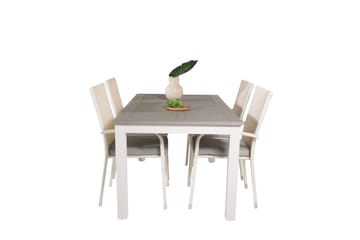 Albany Förlängningsbar Matgrupp Utomhus 152-210cm + 4 Anna Stolar - Grå/Vit - Utemöbler & utemiljö - Utegrupp - Matgrupp utomhus