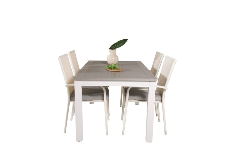 Albany Förlängningsbar Matgrupp Utomhus 152-210cm + 4 Anna Stolar - Grå/Vit - Utemöbler & utemiljö - Utegrupp - Matgrupp utomhus