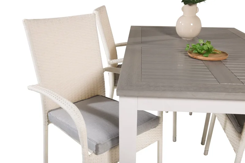 Albany Förlängningsbar Matgrupp Utomhus 152-210cm + 4 Anna Stolar - Grå/Vit - Utemöbler & utemiljö - Utegrupp - Matgrupp utomhus