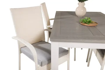 Albany Förlängningsbar Matgrupp Utomhus 152-210cm + 4 Anna Stolar - Grå/Vit - Utemöbler & utemiljö - Utegrupp - Matgrupp utomhus