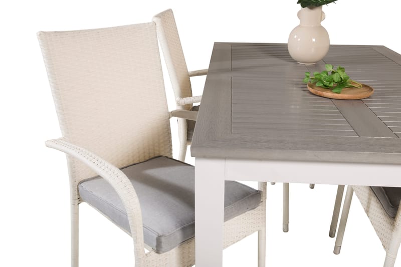 Albany Förlängningsbar Matgrupp Utomhus 152-210cm + 4 Anna Stolar - Grå/Vit - Utemöbler & utemiljö - Utegrupp - Matgrupp utomhus