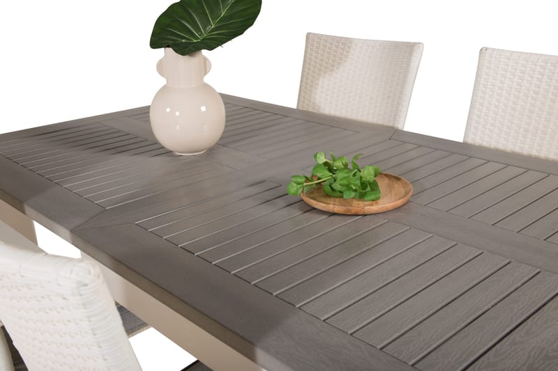 Albany Förlängningsbar Matgrupp Utomhus 152-210cm + 4 Anna Stolar - Grå/Vit - Utemöbler & utemiljö - Utegrupp - Matgrupp utomhus