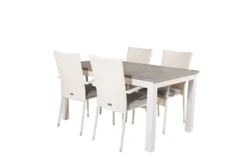 Albany Förlängningsbar Matgrupp Utomhus 152-210cm + 4 Anna Stolar - Grå/Vit - Utemöbler & utemiljö - Utegrupp - Matgrupp utomhus