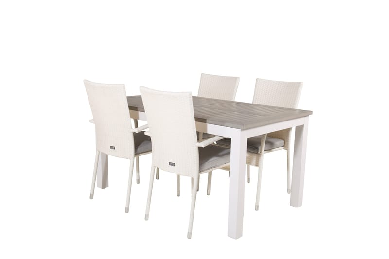 Albany Förlängningsbar Matgrupp Utomhus 152-210cm + 4 Anna Stolar - Grå/Vit - Utemöbler & utemiljö - Utegrupp - Matgrupp utomhus