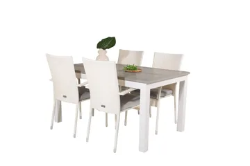 Albany Förlängningsbar Matgrupp Utomhus 152-210cm + 4 Anna Stolar - Grå/Vit - Utemöbler & utemiljö - Utegrupp - Matgrupp utomhus