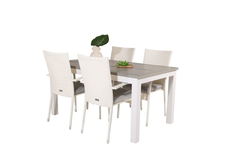 Albany Förlängningsbar Matgrupp Utomhus 152-210cm + 4 Anna Stolar - Grå/Vit - Utemöbler & utemiljö - Utegrupp - Matgrupp utomhus