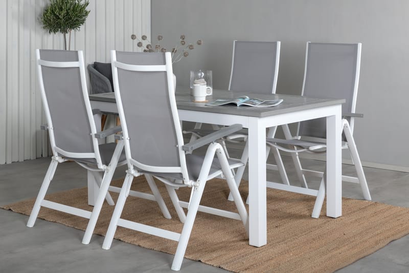 Albany Förlängningsbar Matgrupp Utomhus 152-210cm + 4 Stolar - Brun/Vit - Utemöbler & utemiljö - Utegrupp - Matgrupp utomhus
