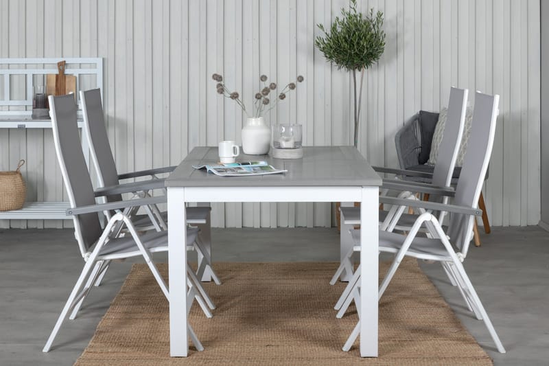 Albany Förlängningsbar Matgrupp Utomhus 152-210cm + 4 Stolar - Brun/Vit - Utemöbler & utemiljö - Utegrupp - Matgrupp utomhus