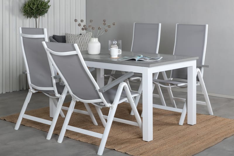 Albany Förlängningsbar Matgrupp Utomhus 152-210cm + 4 Stolar - Brun/Vit - Utemöbler & utemiljö - Utegrupp - Matgrupp utomhus