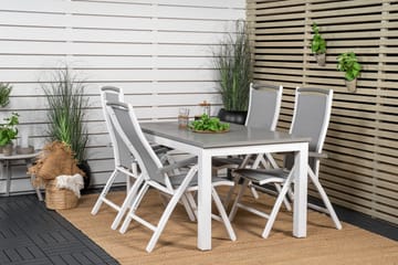 Albany Förlängningsbar Matgrupp Utomhus 152-210cm + 4 Stolar - Grå/Vit - Utemöbler & utemiljö - Utegrupp - Matgrupp utomhus