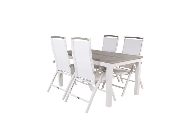 Albany Förlängningsbar Matgrupp Utomhus 152-210cm + 4 Stolar - Grå/Vit - Utemöbler & utemiljö - Utegrupp - Matgrupp utomhus