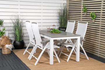 Albany Förlängningsbar Matgrupp Utomhus 152-210cm + 4 Stolar - Grå/Vit - Utemöbler & utemiljö - Utegrupp - Matgrupp utomhus