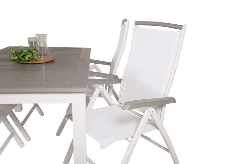 Albany Förlängningsbar Matgrupp Utomhus 152-210cm + 4 Stolar - Grå/Vit - Utemöbler & utemiljö - Utegrupp - Matgrupp utomhus