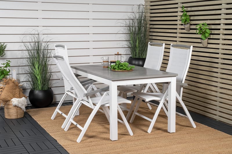 Albany Förlängningsbar Matgrupp Utomhus 152-210cm + 4 Stolar - Grå/Vit - Utemöbler & utemiljö - Utegrupp - Matgrupp utomhus