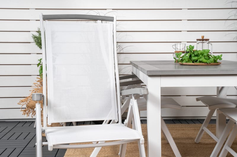 Albany Förlängningsbar Matgrupp Utomhus 152-210cm + 4 Stolar - Grå/Vit - Utemöbler & utemiljö - Utegrupp - Matgrupp utomhus