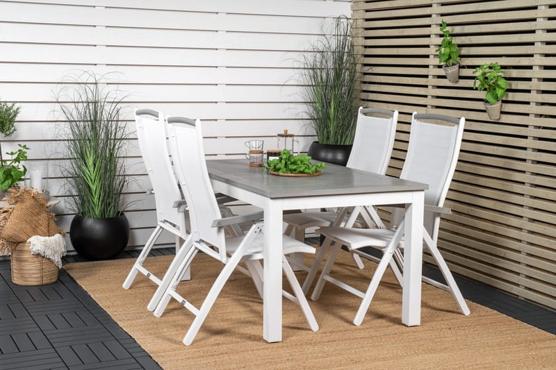 Albany Förlängningsbar Matgrupp Utomhus 152-210cm + 4 Stolar - Grå/Vit - Utemöbler & utemiljö - Utegrupp - Matgrupp utomhus