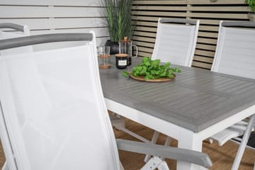 Albany Förlängningsbar Matgrupp Utomhus 152-210cm + 4 Stolar - Grå/Vit - Utemöbler & utemiljö - Utegrupp - Matgrupp utomhus