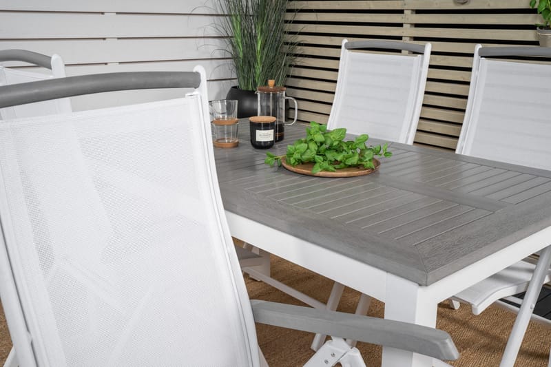 Albany Förlängningsbar Matgrupp Utomhus 152-210cm + 4 Stolar - Grå/Vit - Utemöbler & utemiljö - Utegrupp - Matgrupp utomhus